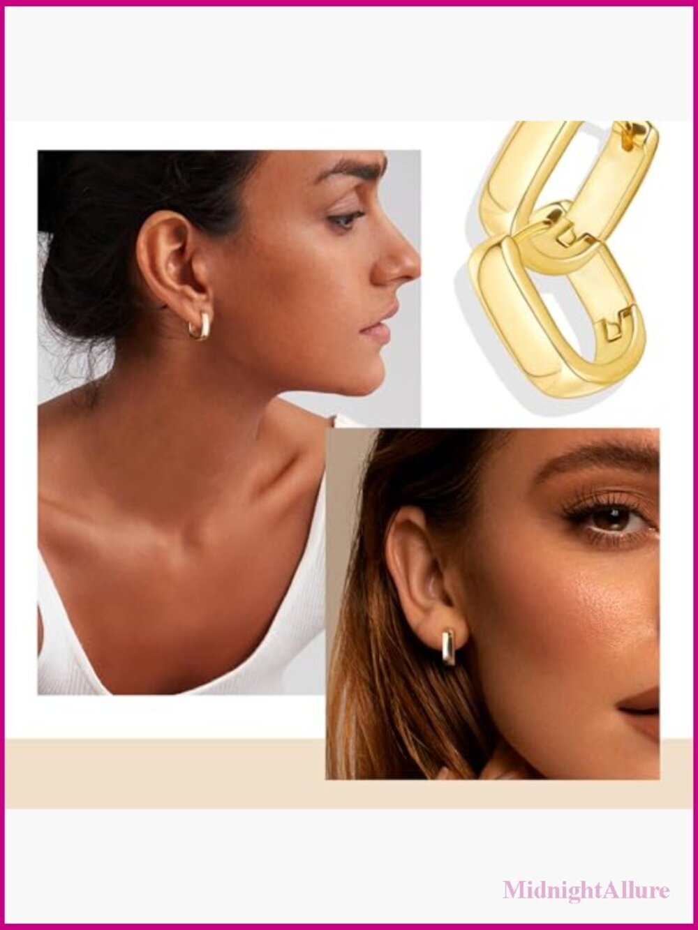 Small Chunky Huggie Hoop Earrings Hypoallergenic Thick Silver - Picture 6 of 7